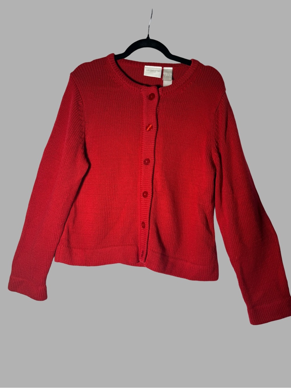 Liz Claiborne Red Button-Front Knit Cardigan